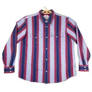 Levi's Relaxed Western Mens Striped Long Sleeve Button Up Shirt Size L